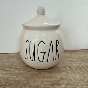 Rae Dunn Sugar Bowl Jar with Lid‎ by Magenta Artisan Collection SUGAR Stamp